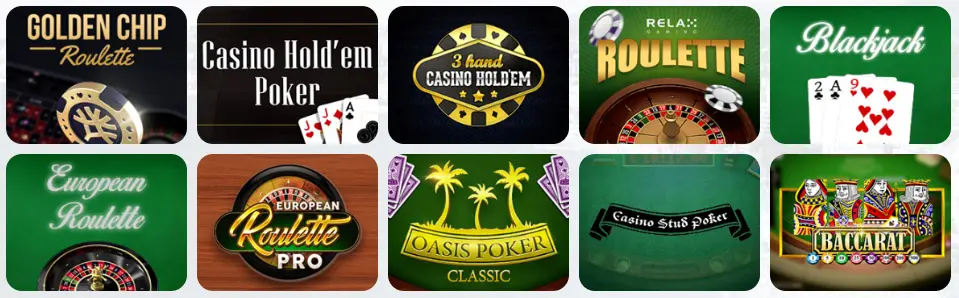 Jeux de table au Slotoro Casino